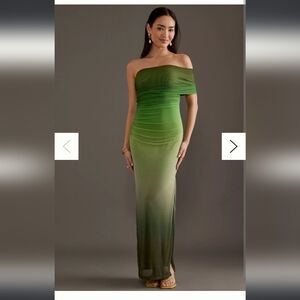 Bardot Aurelia Off-The-Shoulder Mesh Maxi Dress size 6 green ombre